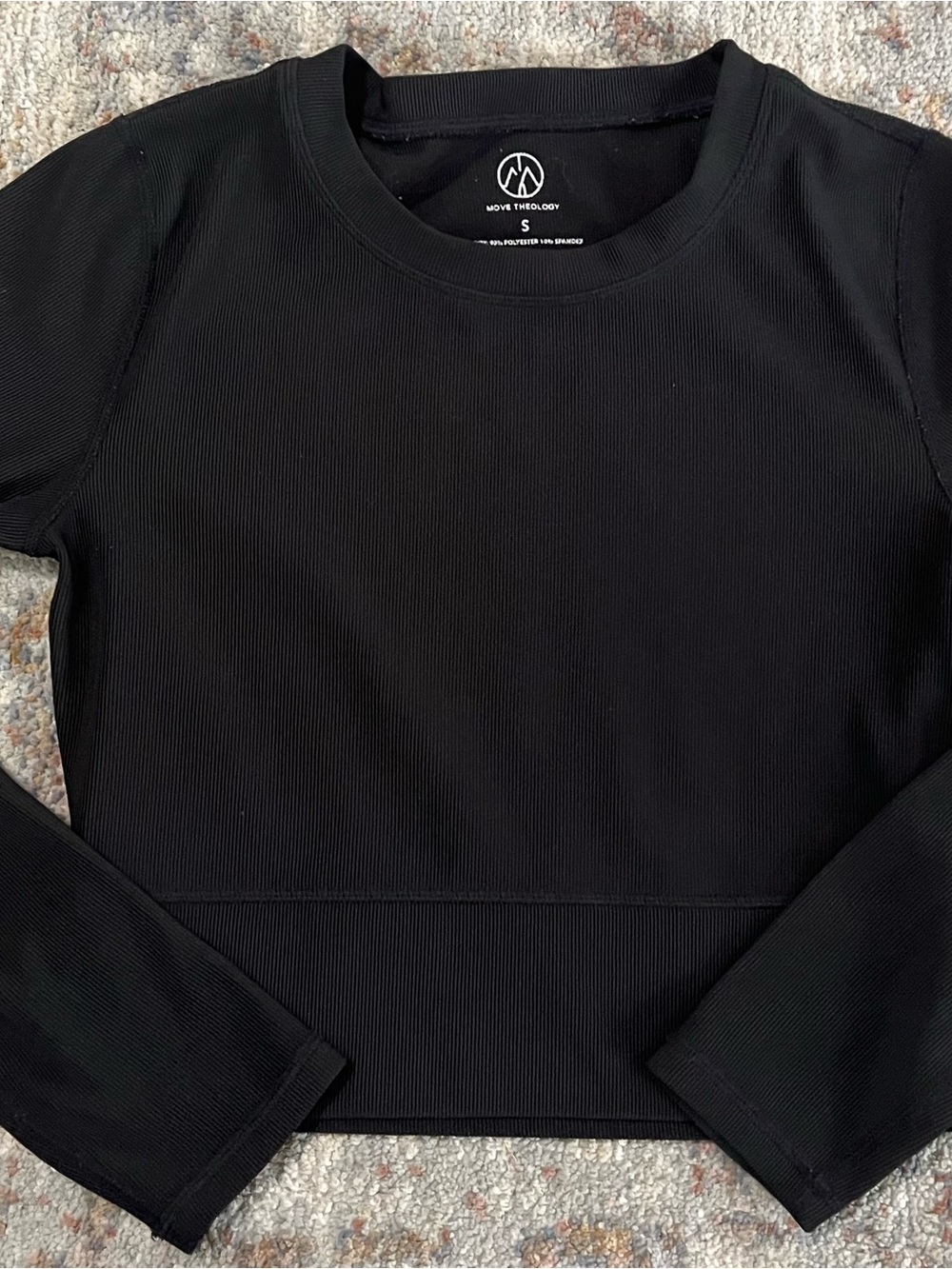 Move Theology Black Ribbed Long-Sleeve Crop Top